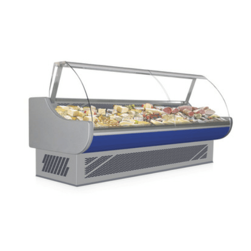 curved glass deli display cooler 12m